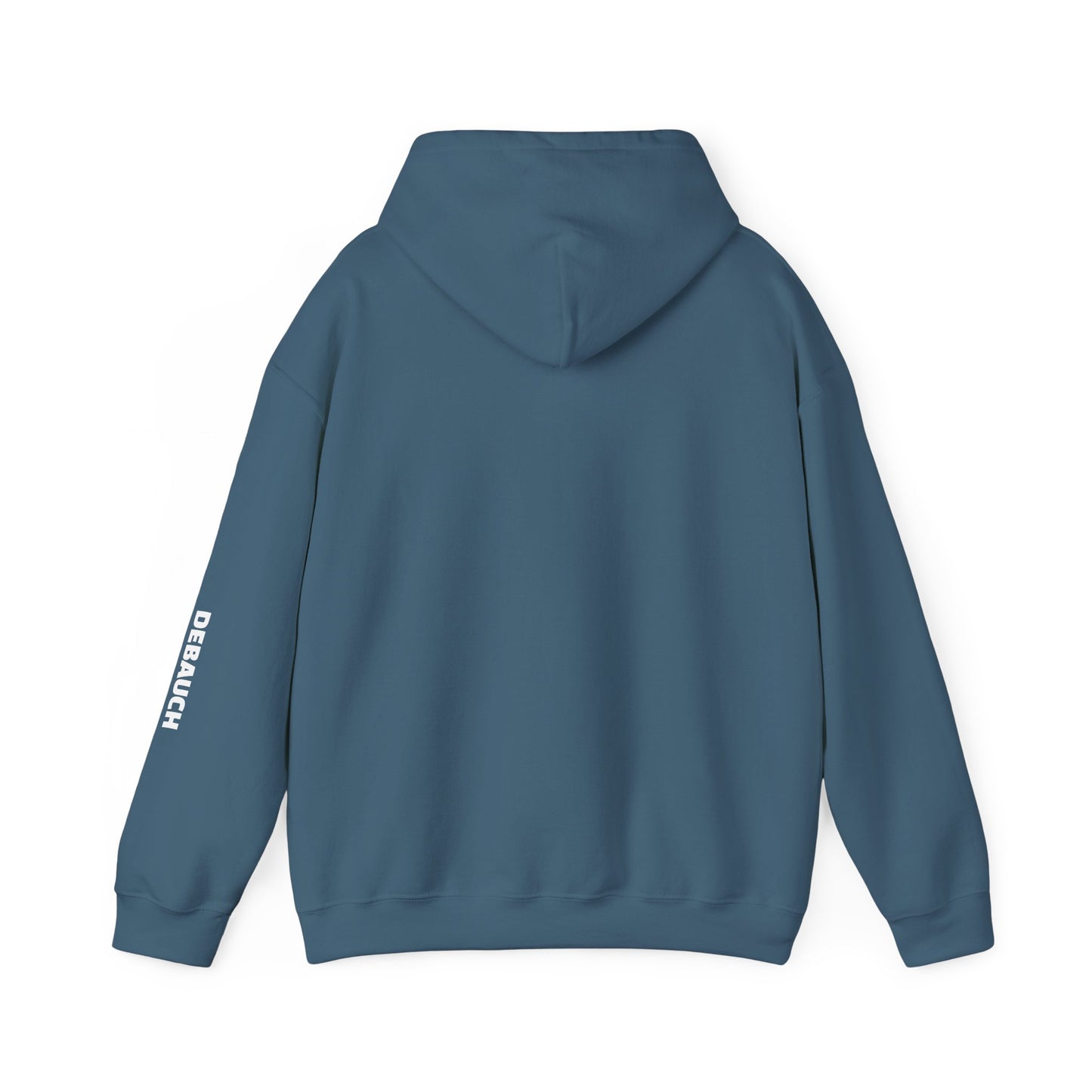 Guard Your Focus Cozy Hoodie in Indigo Blue - Back view of comfortable unisex ADHD awareness apparel