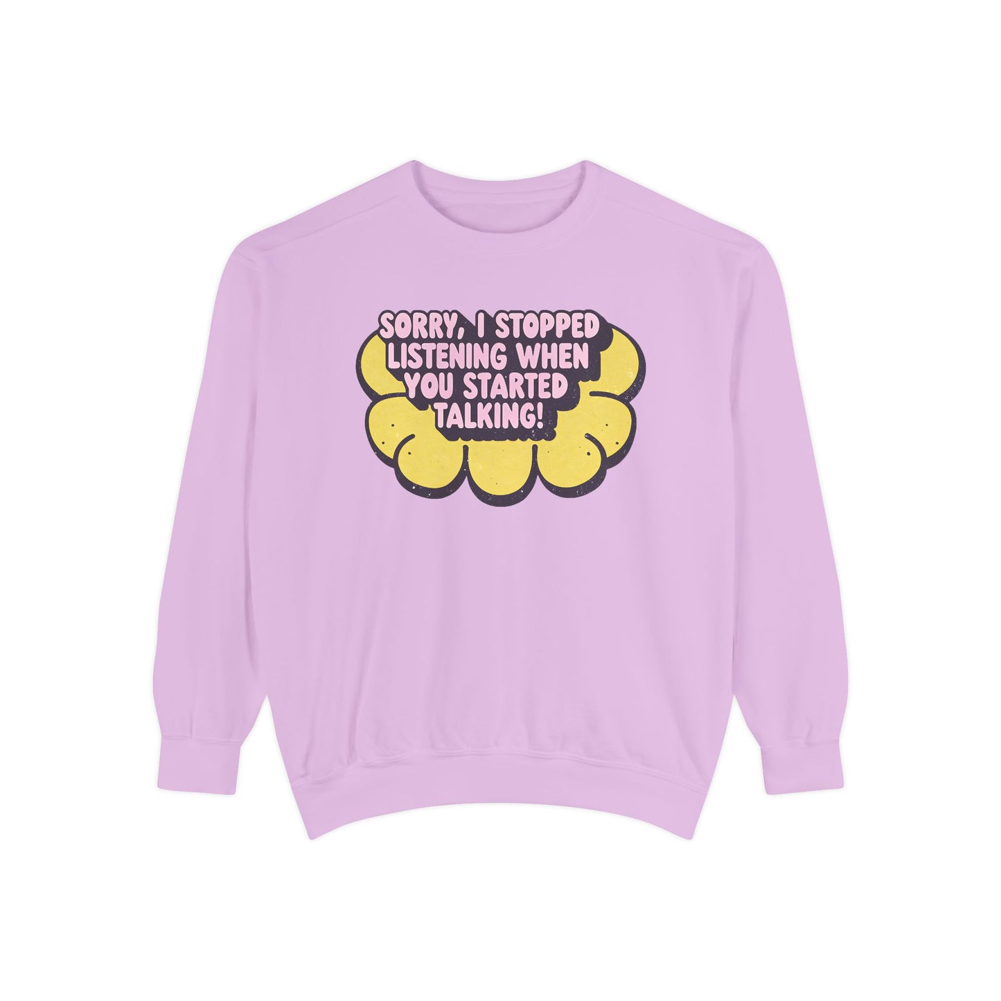 Stopped Listening Heavy Fabric Crewneck Sweatshirt - Back view of comfortable unisex apparel