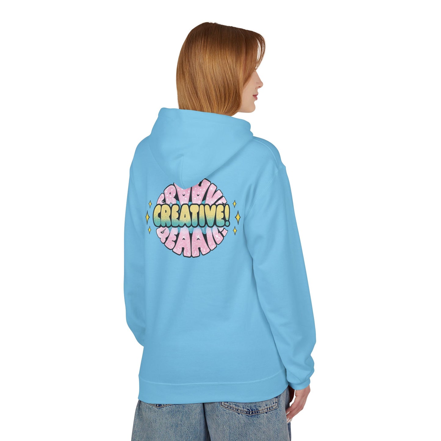 Creative Soft Fleece Hoodie - Model wearing comfortable unisex hoodie