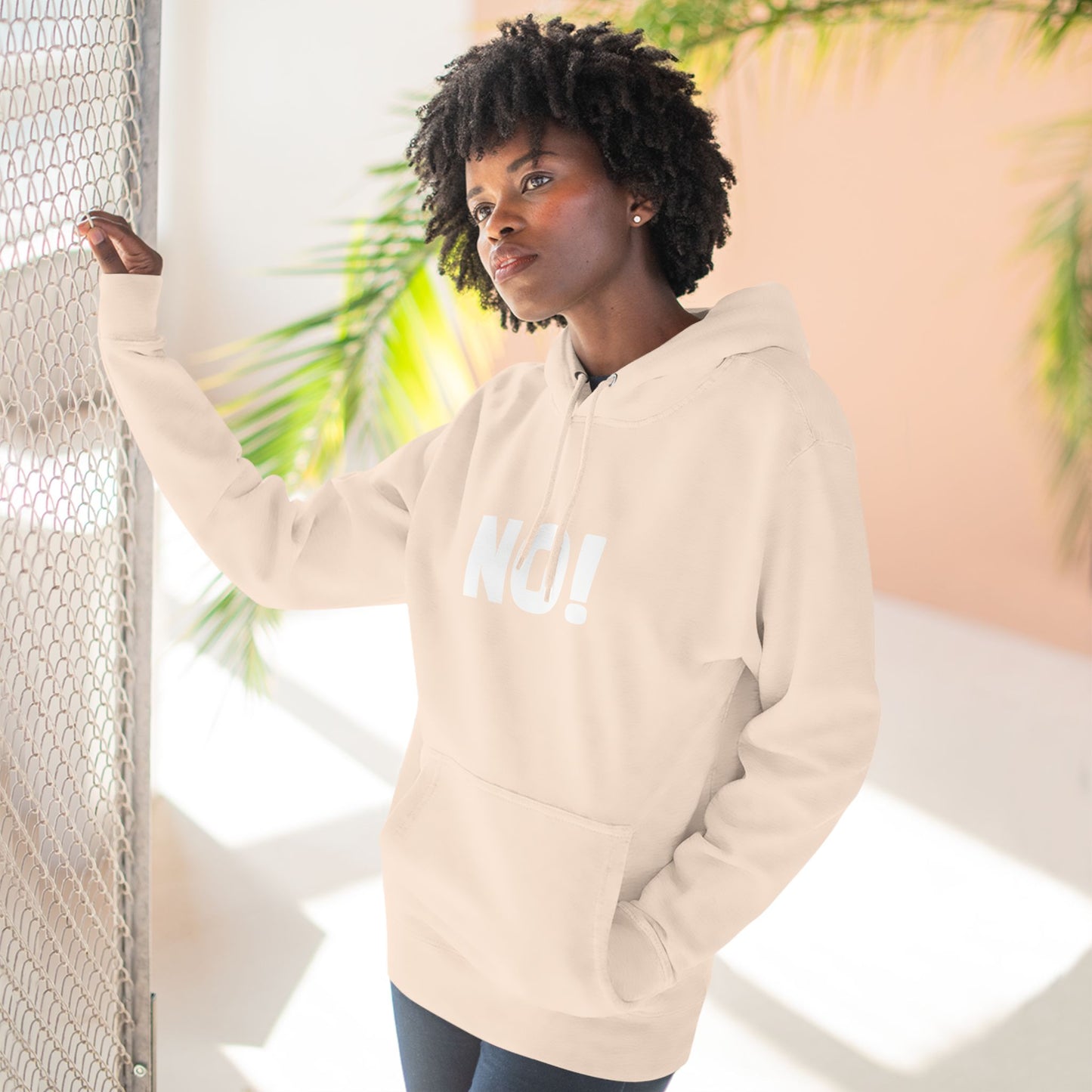 Soft pink classic hoodie with NO! print