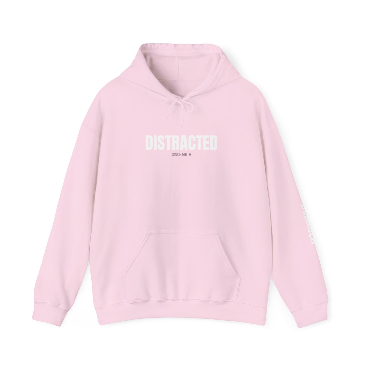 Distracted Cozy Hoodie in Light Pink - Close-up detail of comfortable sensory-friendly hoodie