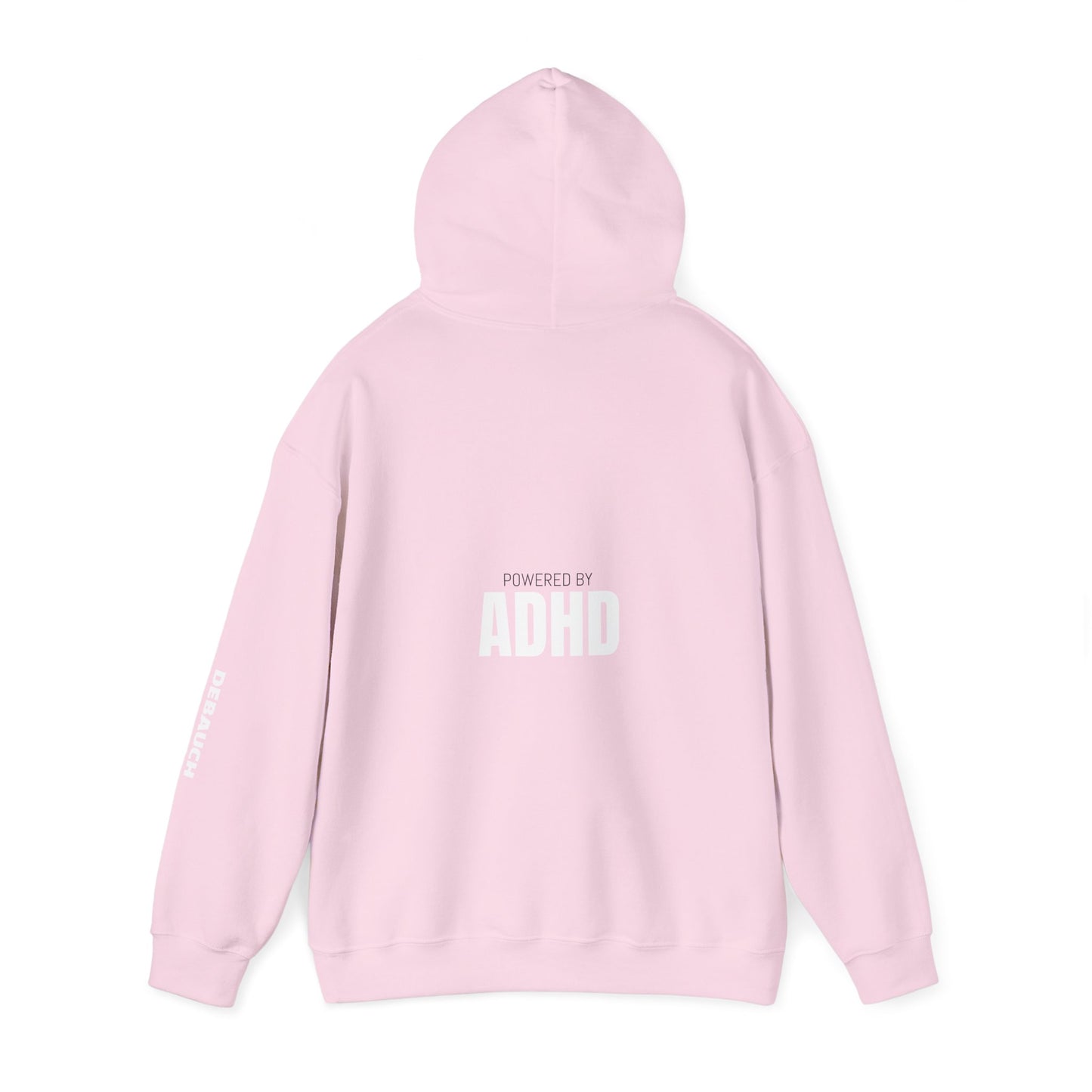 Distracted Cozy Hoodie in Light Pink - Front view of sensory-friendly soft fleece apparel for ADHD awareness