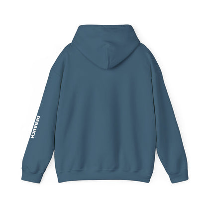 Inattentive Cozy Hoodie in Indigo Blue - Back view of comfortable unisex ADHD awareness apparel