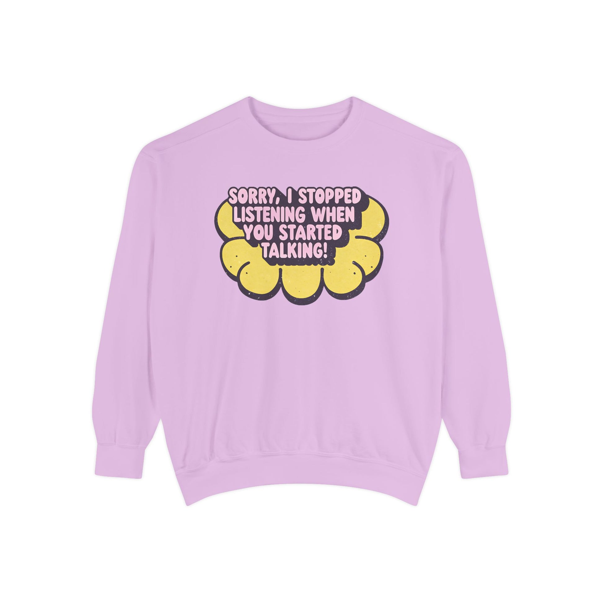 Stopped Listening Heavy Fabric Crewneck Sweatshirt - Back view of comfortable unisex apparel