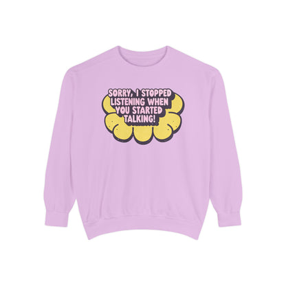 Stopped Listening Heavy Fabric Crewneck Sweatshirt - Back view of comfortable unisex apparel