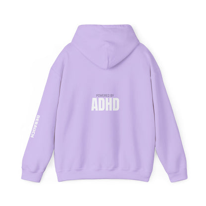 Distracted Cozy Hoodie in Safety Pink/Orchid Purple - Close-up detail of comfortable sensory-friendly hoodie