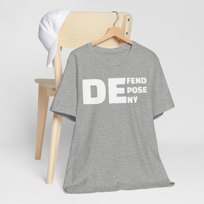 Defend, Depose, Deny TShirt Natural/Heather by Debauch