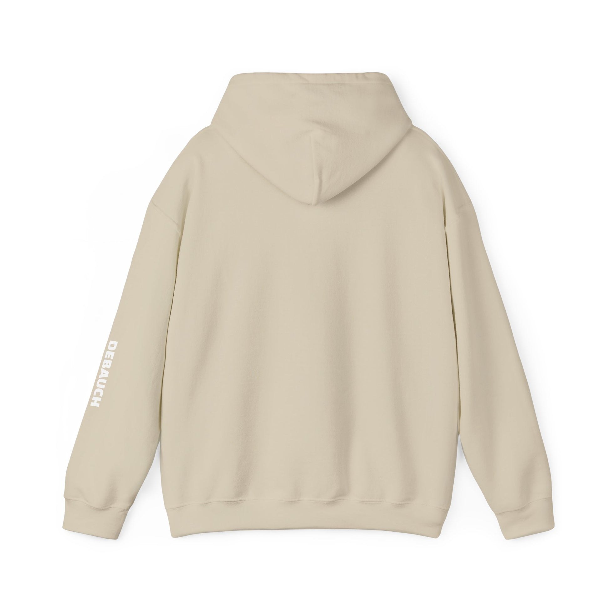 Guard Your Focus Cozy Hoodie in Sand - Back view of comfortable unisex ADHD awareness apparel