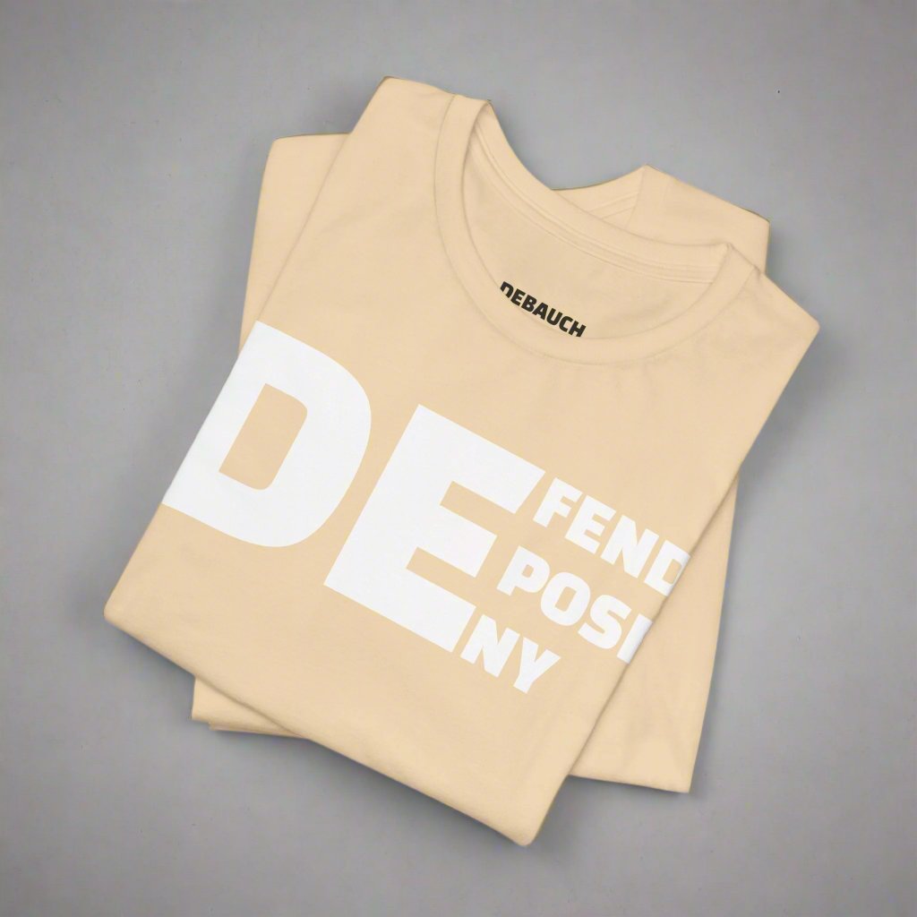 Defend, Depose, Deny TShirt Natural/Heather by Debauch