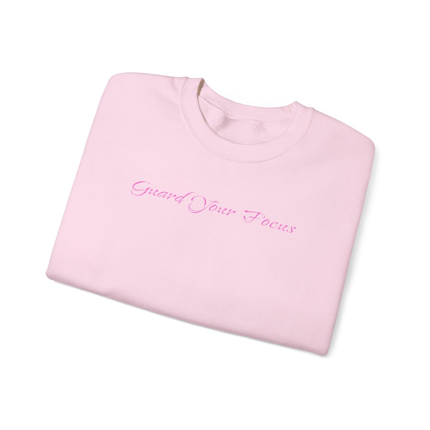 Guard Your Focus Heavy Crewneck Sweatshirt in Soft Pink - Folded view showing comfortable heavy fabric